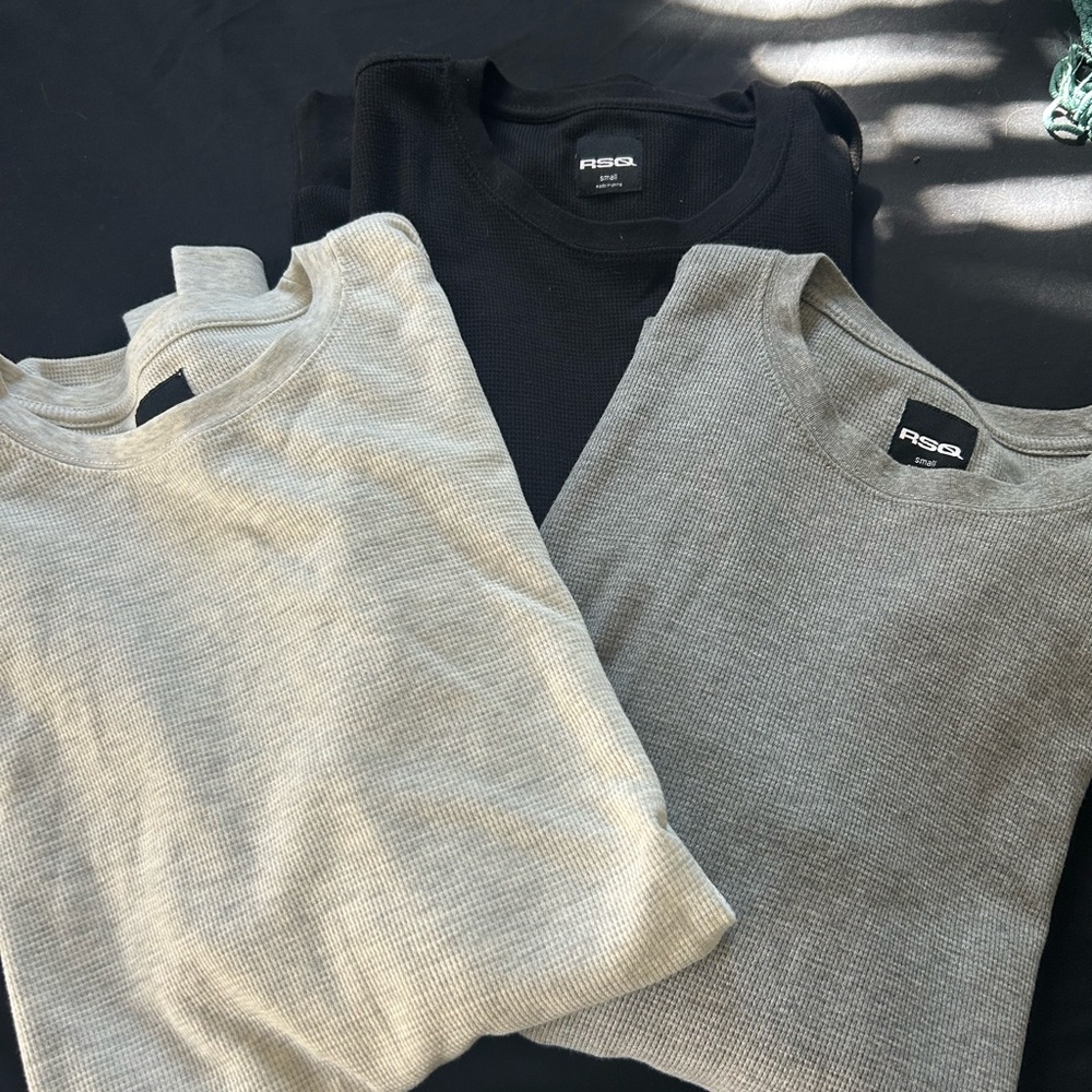 RSQ Cream Textured Long Sleeve Shirt